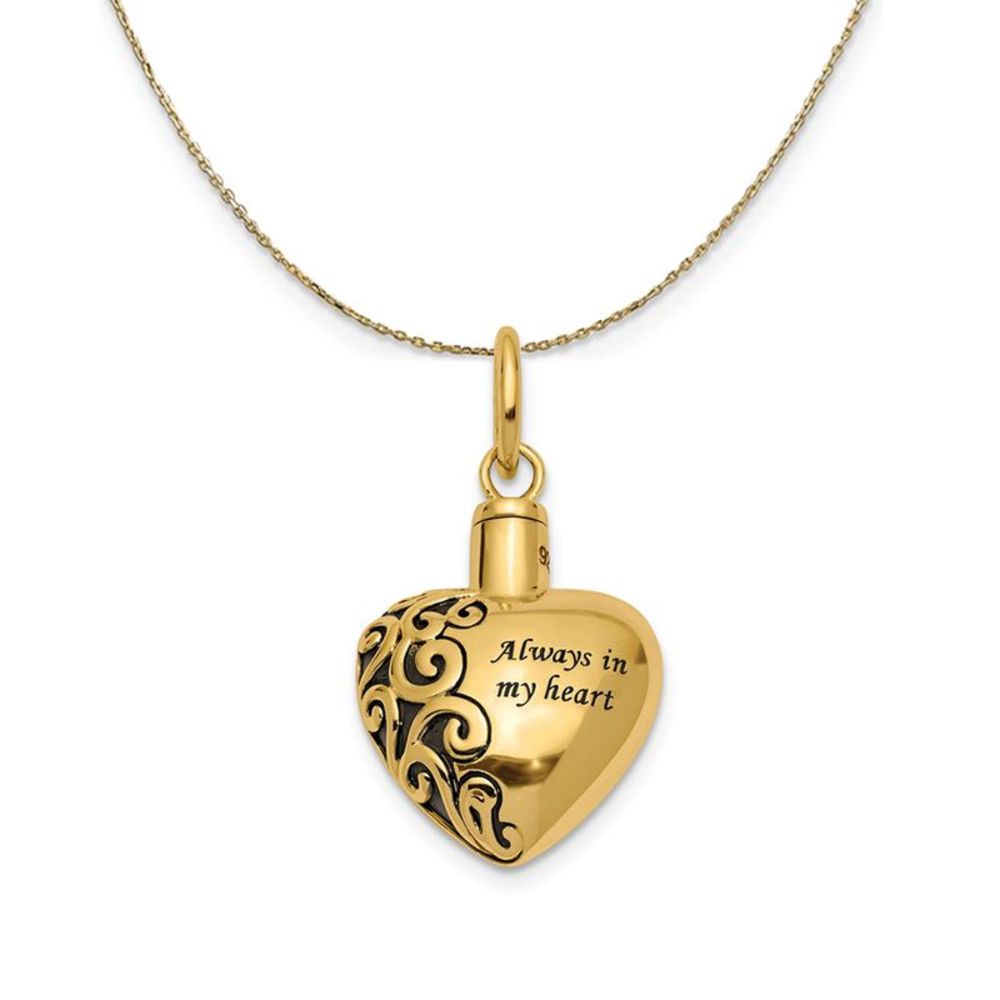14k Yellow Gold Always In My Heart Ash Holder Necklace - 16 Inch